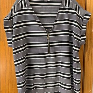 Calvin Klein Black and White Striped Blouse
